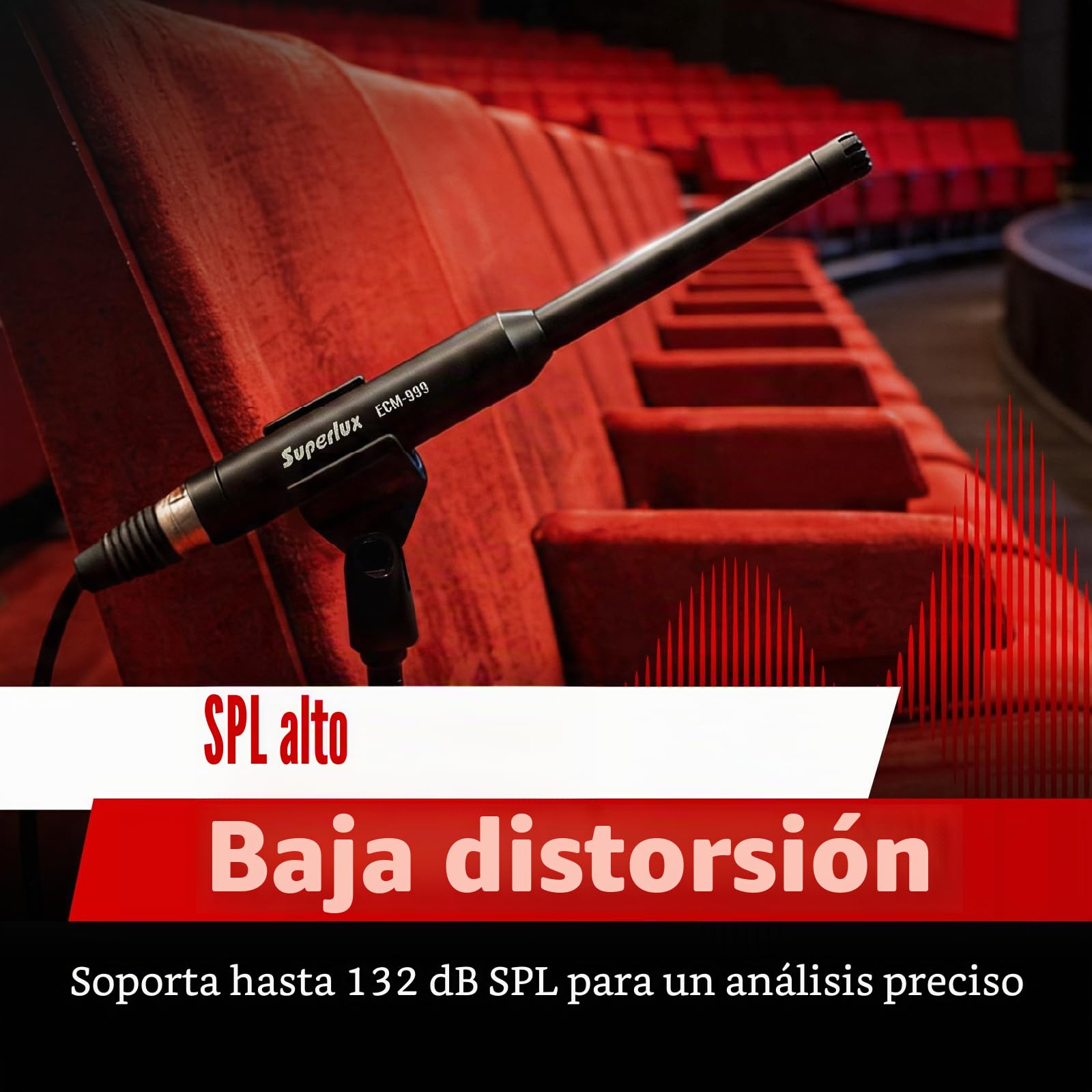 Superlux ECM999 Micrófono Medición Condensador, negro