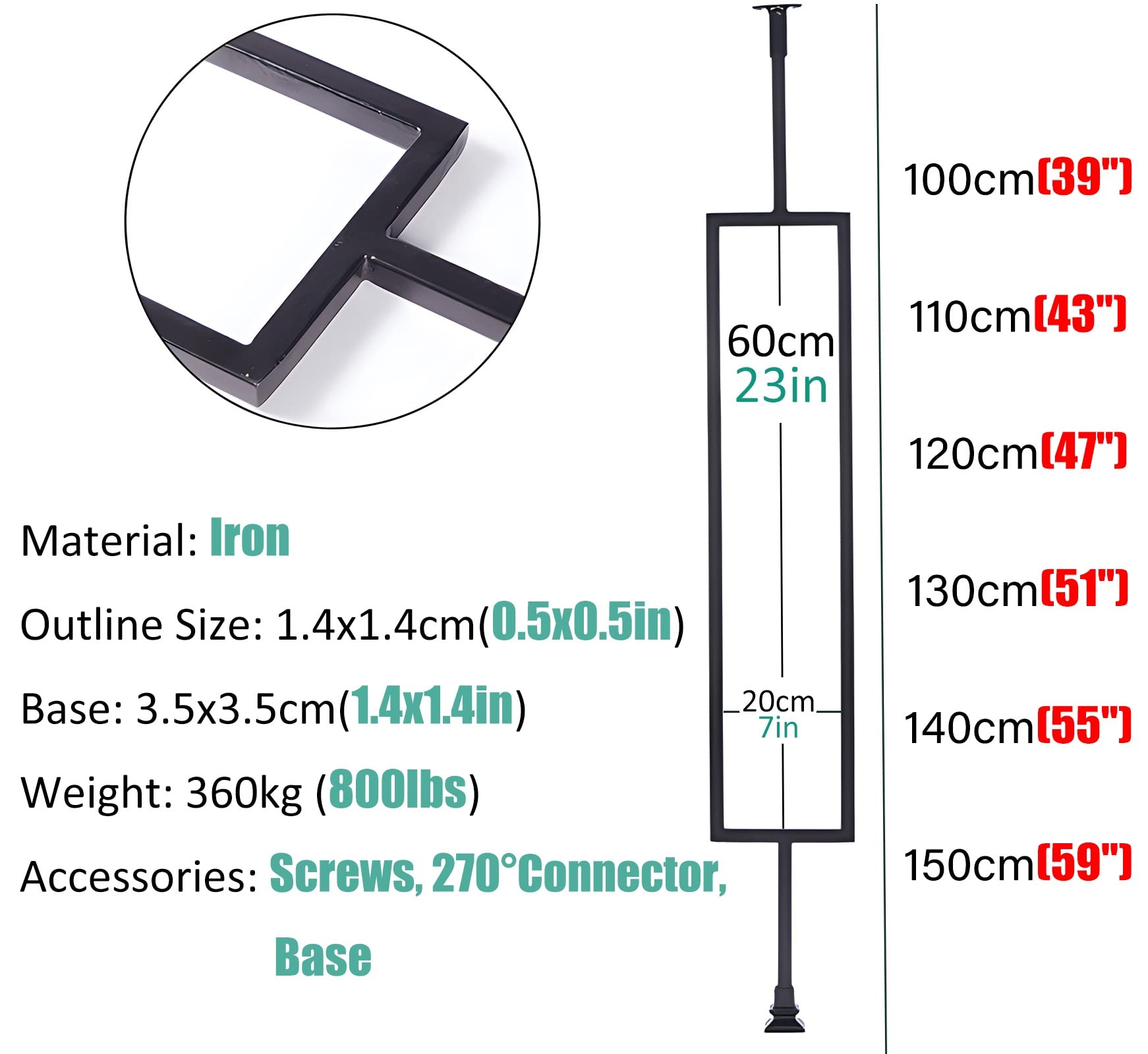 Wysokowydajne metalowe wrzeciona balustrady na schody poręcz nowoczesny wystrój do domu ogrodu ściana podwójny panel willa lądowanie płot post 1/2/5/10 szt. (100 cm 110 cm 120 cm 130 cm 140 cm 150 cm