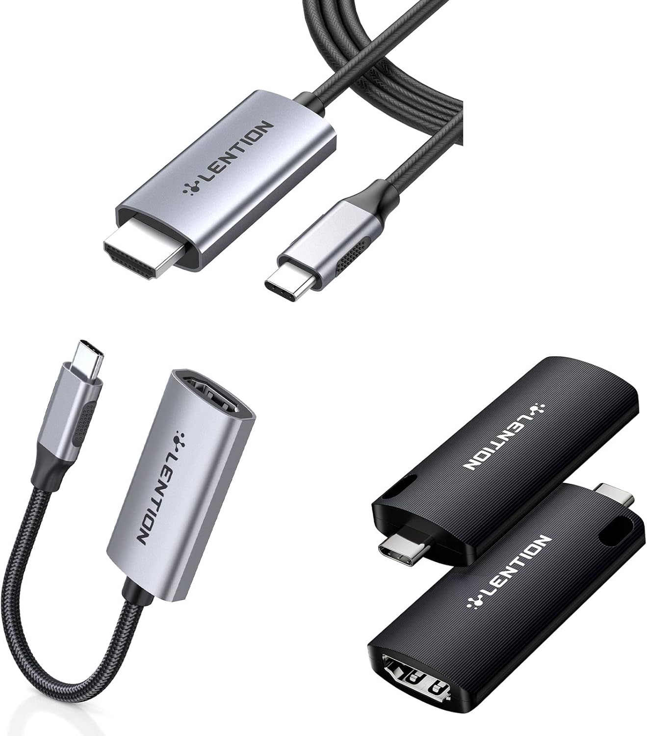 LENTION USB C to HDMI Adapter 4K60Hz/HDMI to USB C 1080P