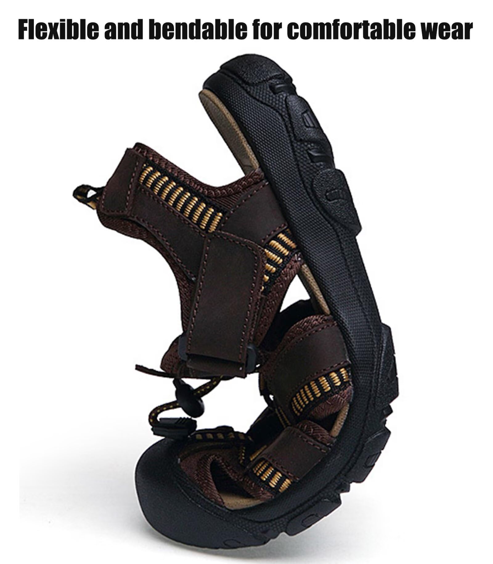 HNVAVQ Sandali Punta Chiusa in Pelle Uomo Outdoor Scarpe Estive Comode per Viaggio Pesca e Passeggiate