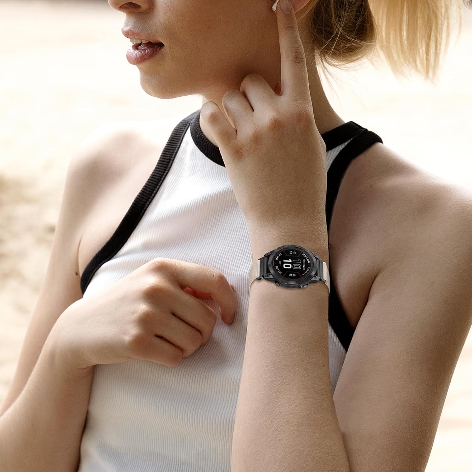 20mm Nylon Quick Fit Watch Bands for Garmin Fenix 8 43mm/Descent Mk3S/Mk3Si/Fenix 7S/7S Pro/6S/6S Pro Sport Wristband Comfortable Breathable Replacement Strap for Garmin Fenix 5S/5S Plus - Starlight - Image 7