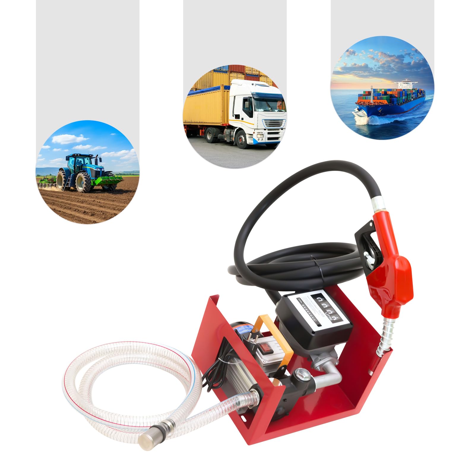 Pompe Diesel Automatique 220V, Pompe Diesel Électrique 550W 60 Litres par Minute, Tuyau D'entrée en Silicone, Pompe à Carburant Électrique avec Compteur Zalydala