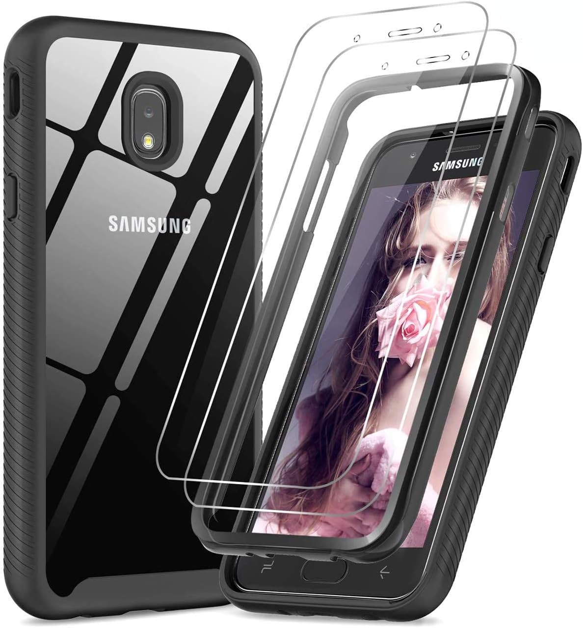 LeYi Compatible with Samsung Galaxy J7 Case 2018, Galaxy J7 Refine/J7 Star /J7 Crown/Galaxy J7V/J7 V 2018 (2nd Gen) Case with Screen Protector, Hybrid Rugged Clear Bumper Shockproof Phone Cover Cases