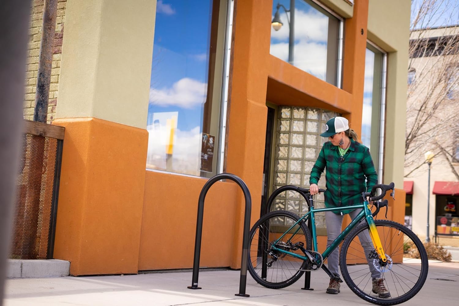 RockyMounts | PostUp Outdoor Bike Rack Stand, Commercial Floor Bicycle Rack for Secure Public Parking, Includes Concrete Inserts, Anchor Bolts and Concrete Drill Bit
