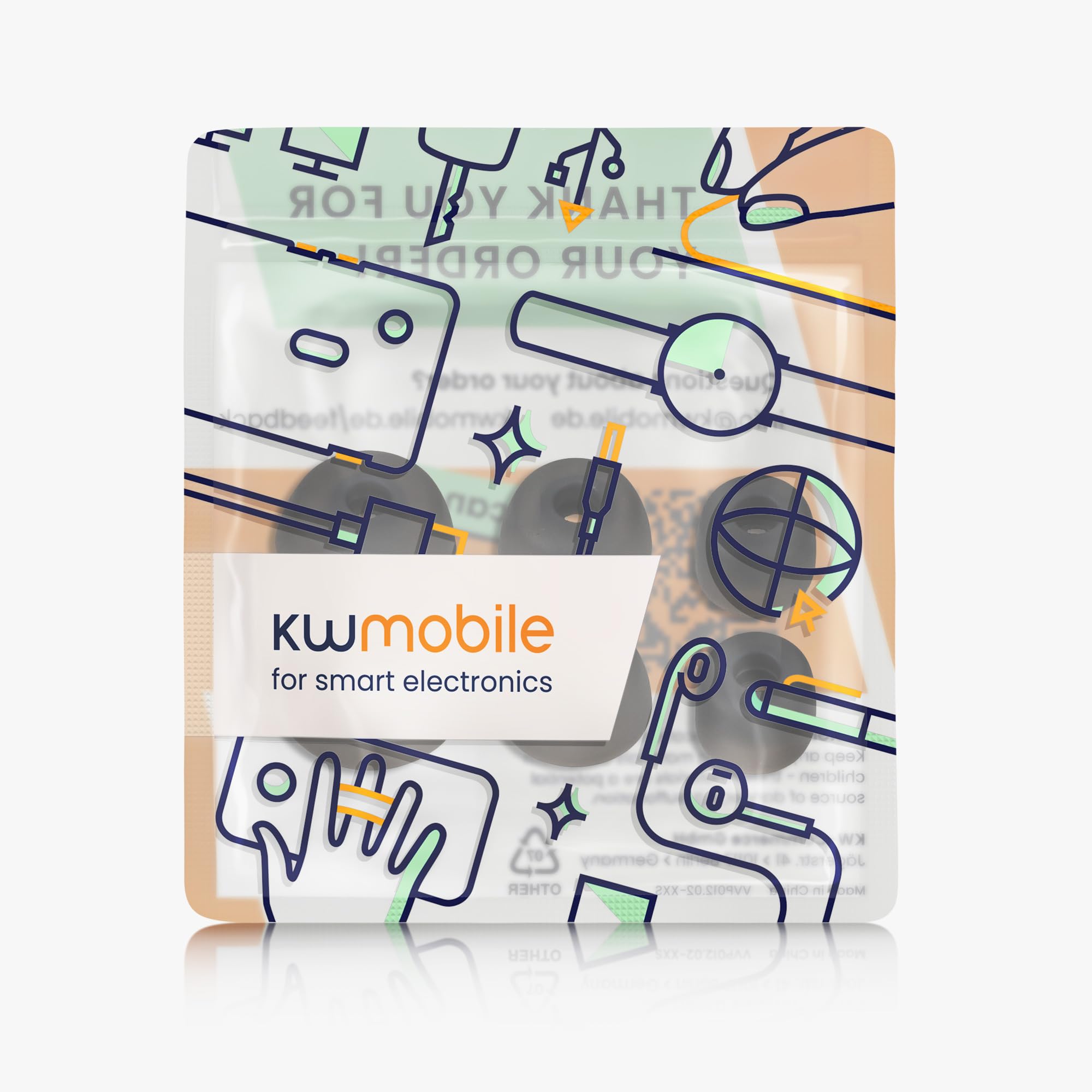 kwmobile 6 x silikonowe końcówki do uszu Jabra Elite 3-3 rozmiary, zamienne końcówki douszne do słuchawek dousznych, czarne