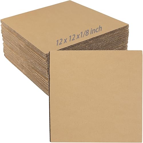 ZEONHEI Paquete de 60 hojas de cartón corrugado de 12 x 12 x 18 pulgadas, cuadrados de cartón de 0.118 in de grosor, insertos de embalaje planos