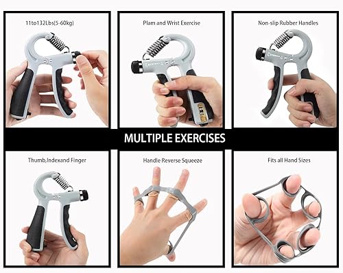 Miniatura 5 de Grip Strength Trainer,Hand Exercisers For Strength Hand Grip Strengthener, Adjustable Resistance 11-132Lbs (5-60kg), Non-slip grips for athletes and