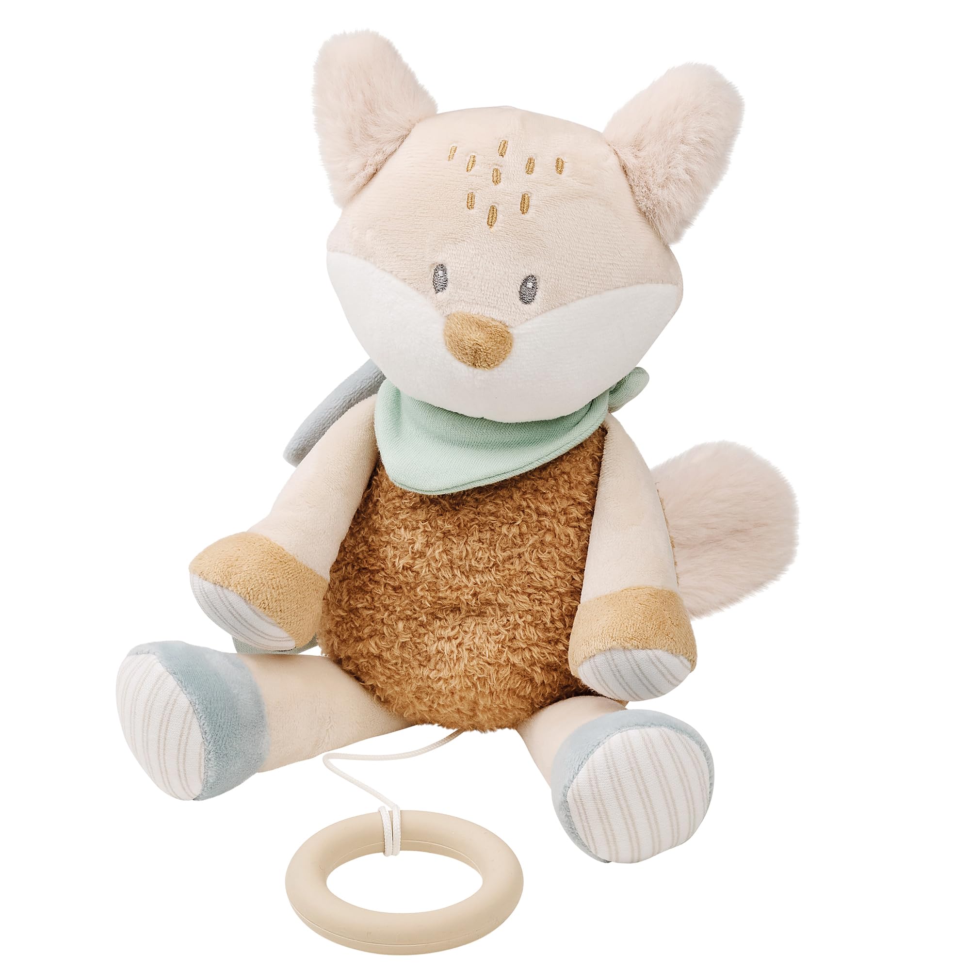 Nattou Active cuddly toy made of polyester, fox, with music, music box, approx. 24 cm, Flo, Oli & Ernest, Flo mint green