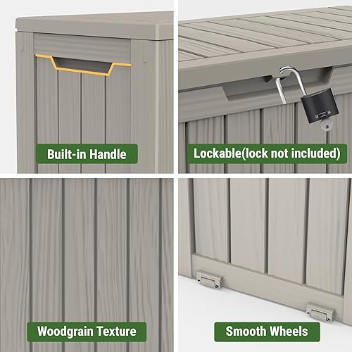 Vista 15 de Mars Villa Deck Box, Waterproof Weatherproof and UV Resistant Resin Storage Bin with Lockable Lid, Ideal for, Outdoor, Patio Furniture Cushions