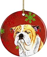 Vista 41 de Caroline's Treasures Dachshund copos de nieve rojos y verdes, adorno de cerámica de Navidad para colgar en el árbol de Navidad, decoración