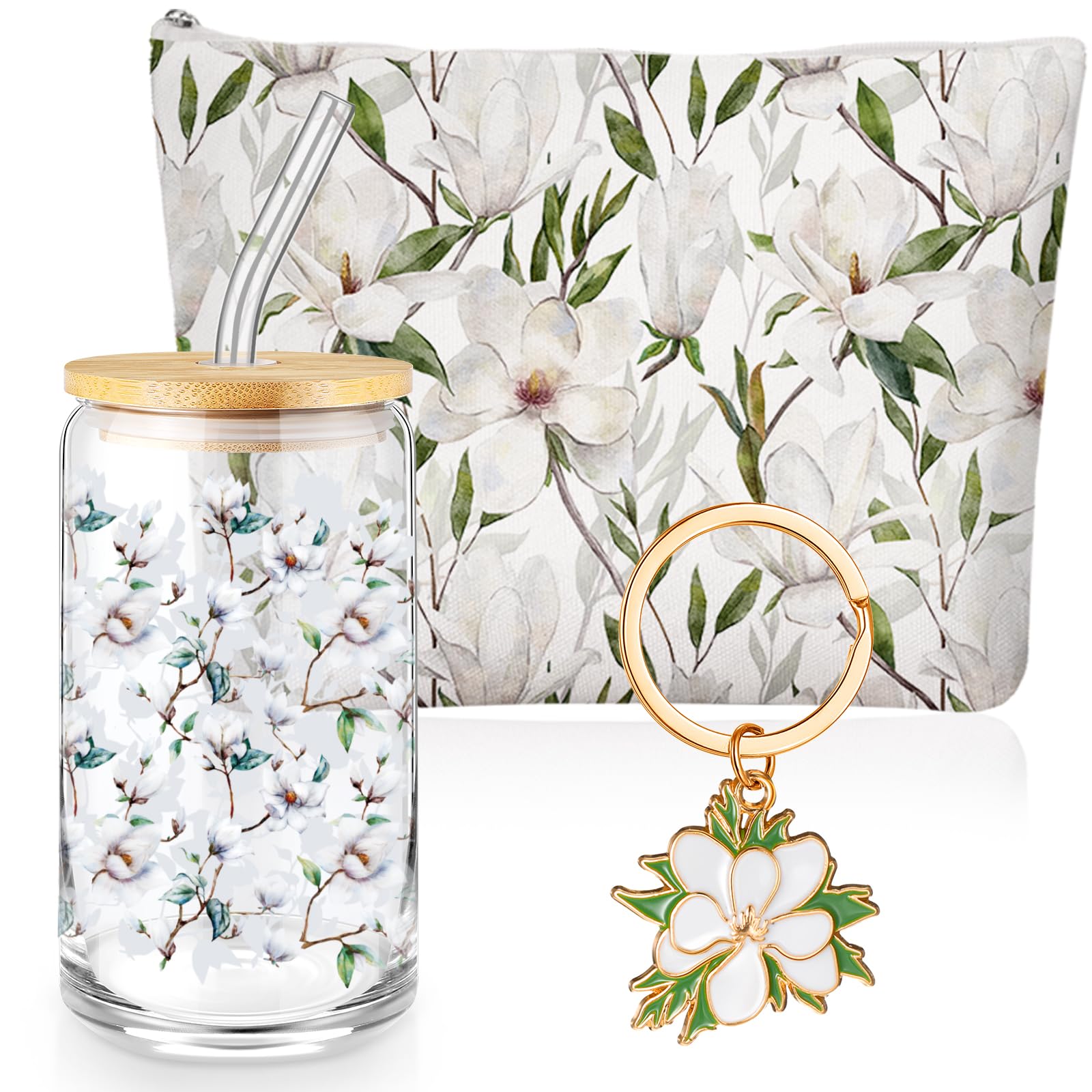 Amazon.com | Hushee 3 Pcs Magnolia Theme Gifts Magnolia Makeup Bag