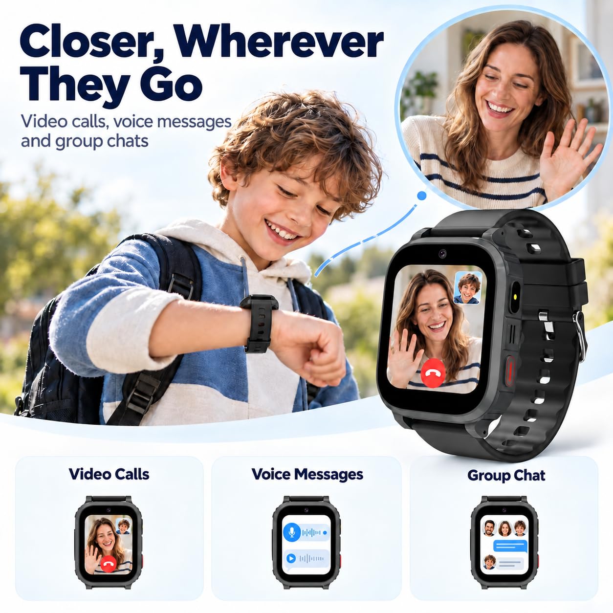 4G Smartwatch Kinder, IP68 Kinder Smartwatch mit GPS und Telefon, HD Videoanruf, SOS-Anruf, Schulmodus, Spiel, Wecker, SIM, Handy, Smart watch Wasserdicht Kinderuhr Geschenke für Mädchen Jungen, Black