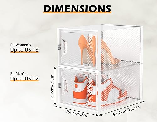 Miniatura 3 de Organizador de zapatos, paquete de 12 organizadores de zapatos para armario, cajas de zapatos apilables de plástico transparente, cajas