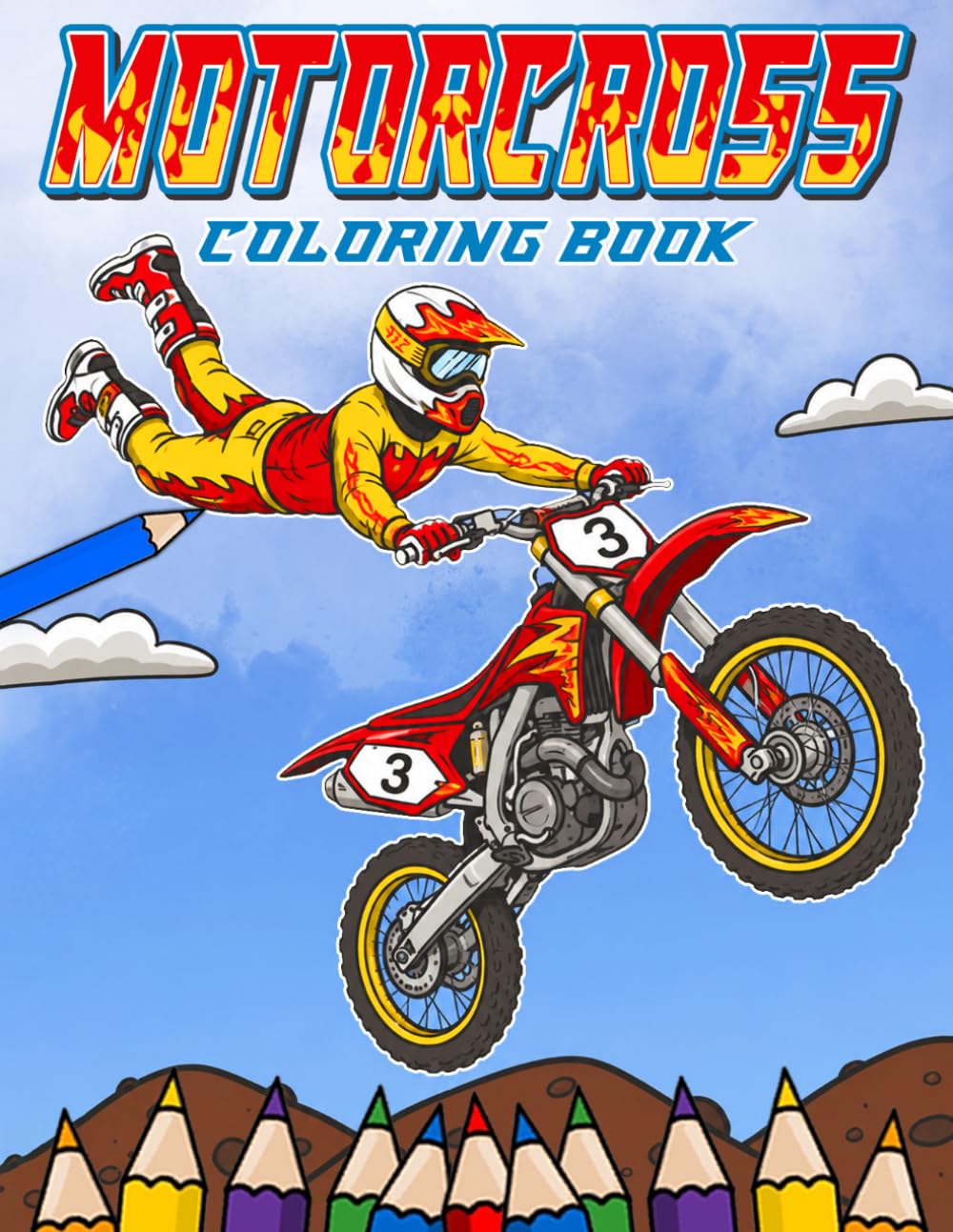 Motorcross Coloring Book: Dirt Bike Racing Coloring Pages Featuring Jump Tricks, Off-Road Tracks, and Mountain Action Scenes for All Ages to Relax