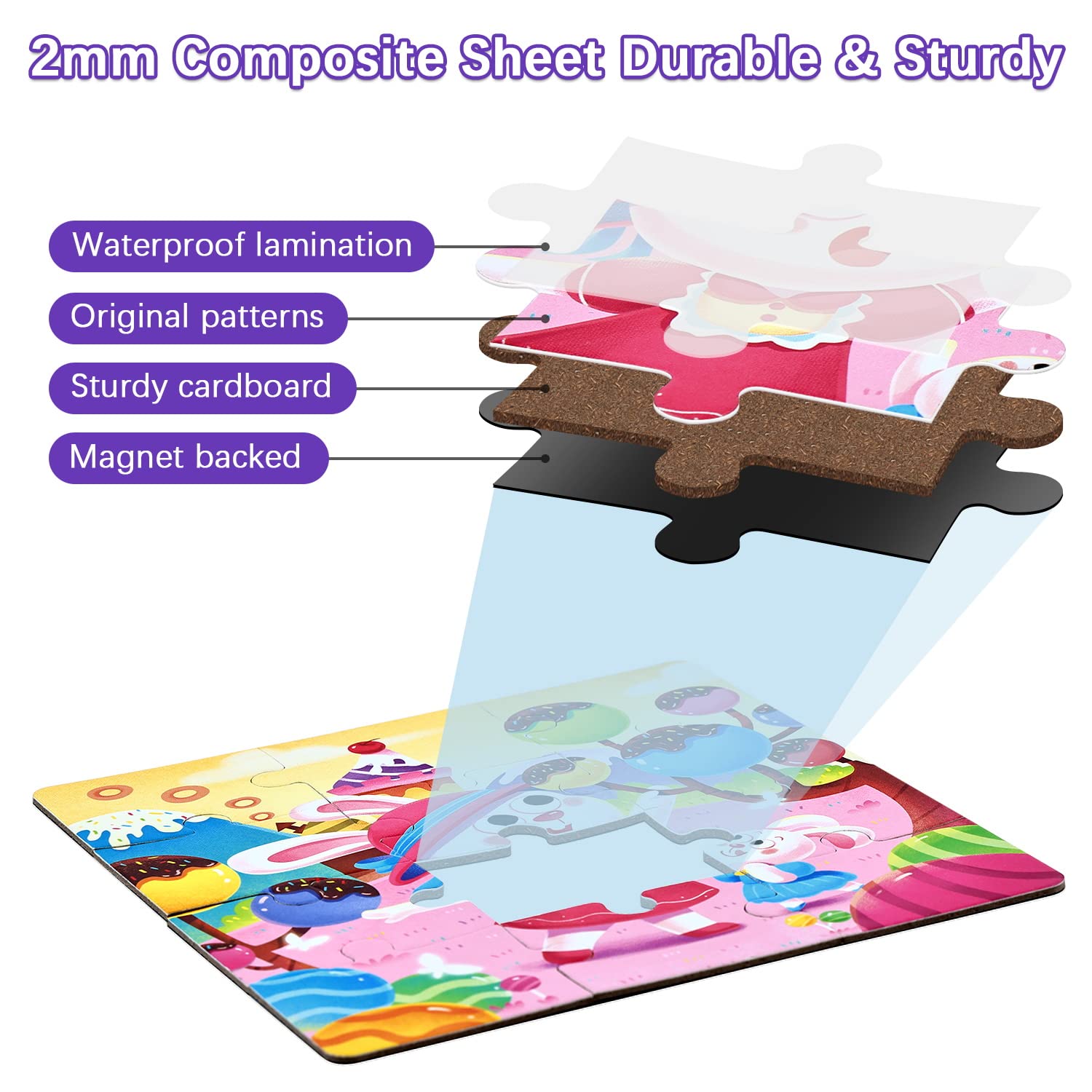 BBLIKE Puzzle Magnetici per Bambini dai 3 Anni in su, Puzzle 3-in-1, Puzzle con Animali Libro per Bambini, Giochi da Viaggio Giocattoli per Bambini di 3 4 5 Anni Ragazzi e Ragazze(unicorno)