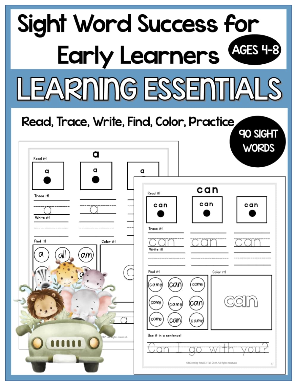 Sight Word Workbook for Early Learners: 90 Essential Words to Read, Trace & Color