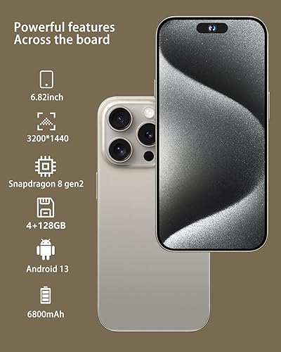 Miniatura 2 de Echoamo A15 Pro Max Unlocked Cell Phone, 4GB +128GB Android 13 Mobile Phone, 6.82" FHD50+108MP Camera, 6800mAh Battery, Dual Sim 5G4G Smartphone-Grey