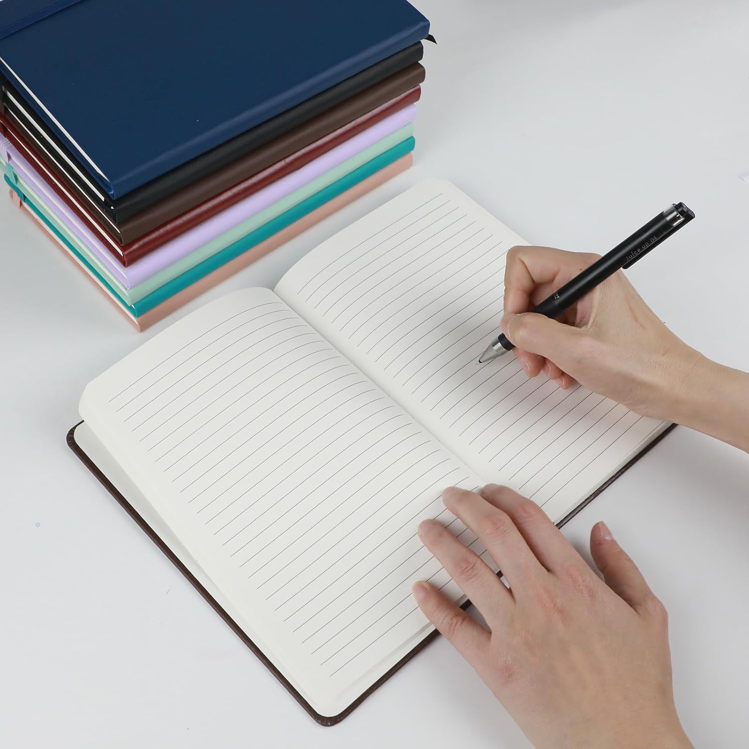 12Pack Lined Hardcover Journal Notebook, A5 192 Pages 100Gsm Thick Paper College Ruled for School,Note Taking,Work,Diary，5.7''*8.3'',Black