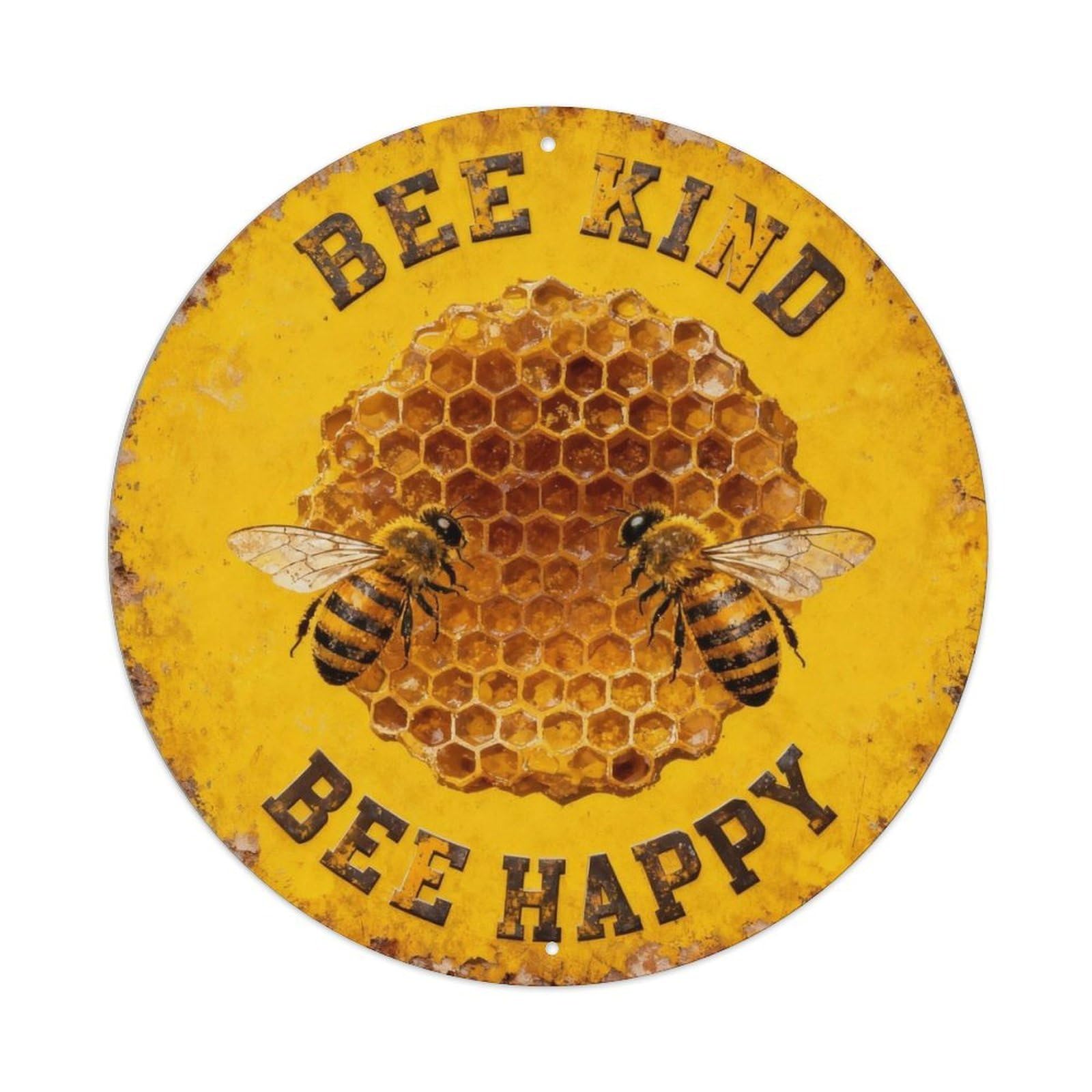 Bee Kind Bee Happy Metal Tin Sign Plaque