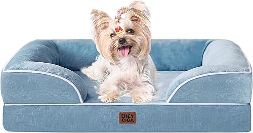 Miniatura 231 de EHEYCIGA – Cama ortopédica mediana impermeable para perros medianos, de espuma viscoelástica tipo caja de huevos, con bordes elevados y base
