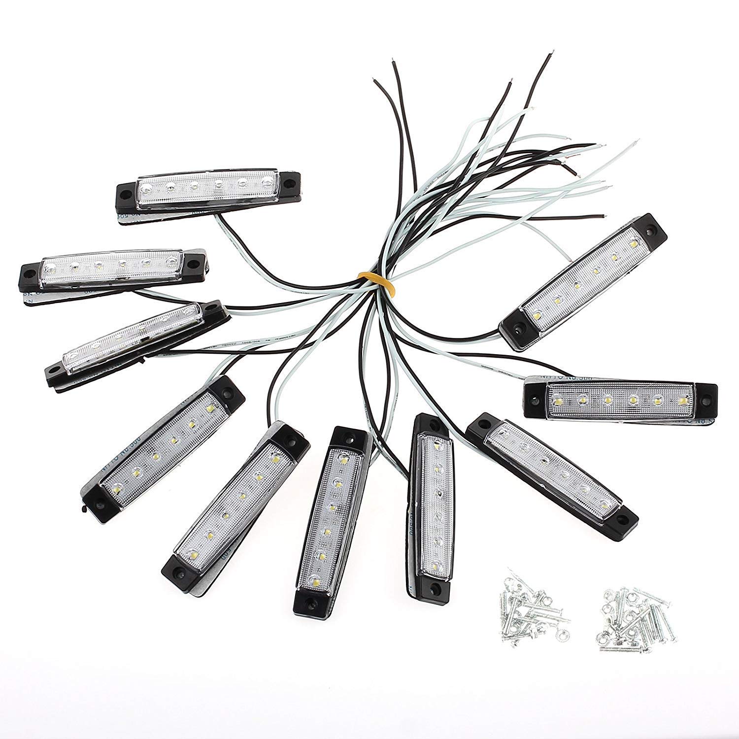 Seitenmarkierungsleuchte, 20 Stück Auto-Seitenblinker 6 LED Positionslichter vorne hinten 12V-24V für LKW Anhänger, LKW, Van, Caravan, Boot, Bus, SUV, Seitenlichter (Weiß)