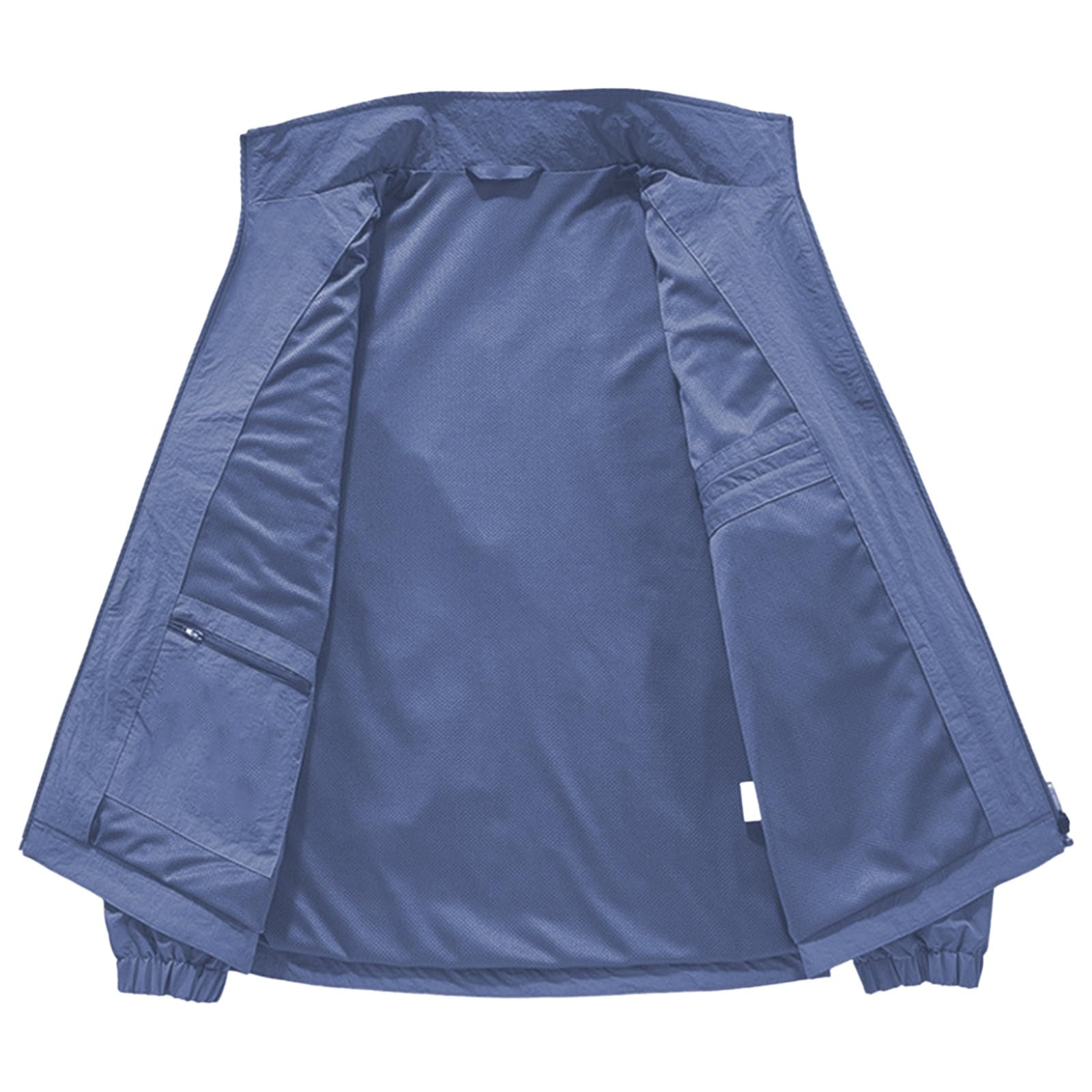 Chaqueta ligera para hombre, con cremallera completa, cuello alto, chaqueta cortavientos casual con bolsillos con cremallera
