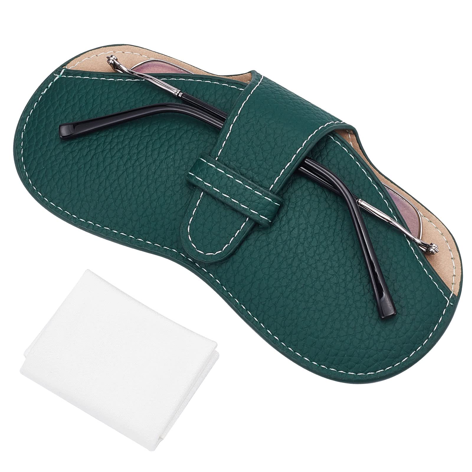 Estuche Delgado De Cuero PU Para Gafas De Sol - Incluye Correa Para El Cuello Y Paño De Limpieza, Tamaño 17.5x8.4 Cm, Diseño Ligero Y Portátil