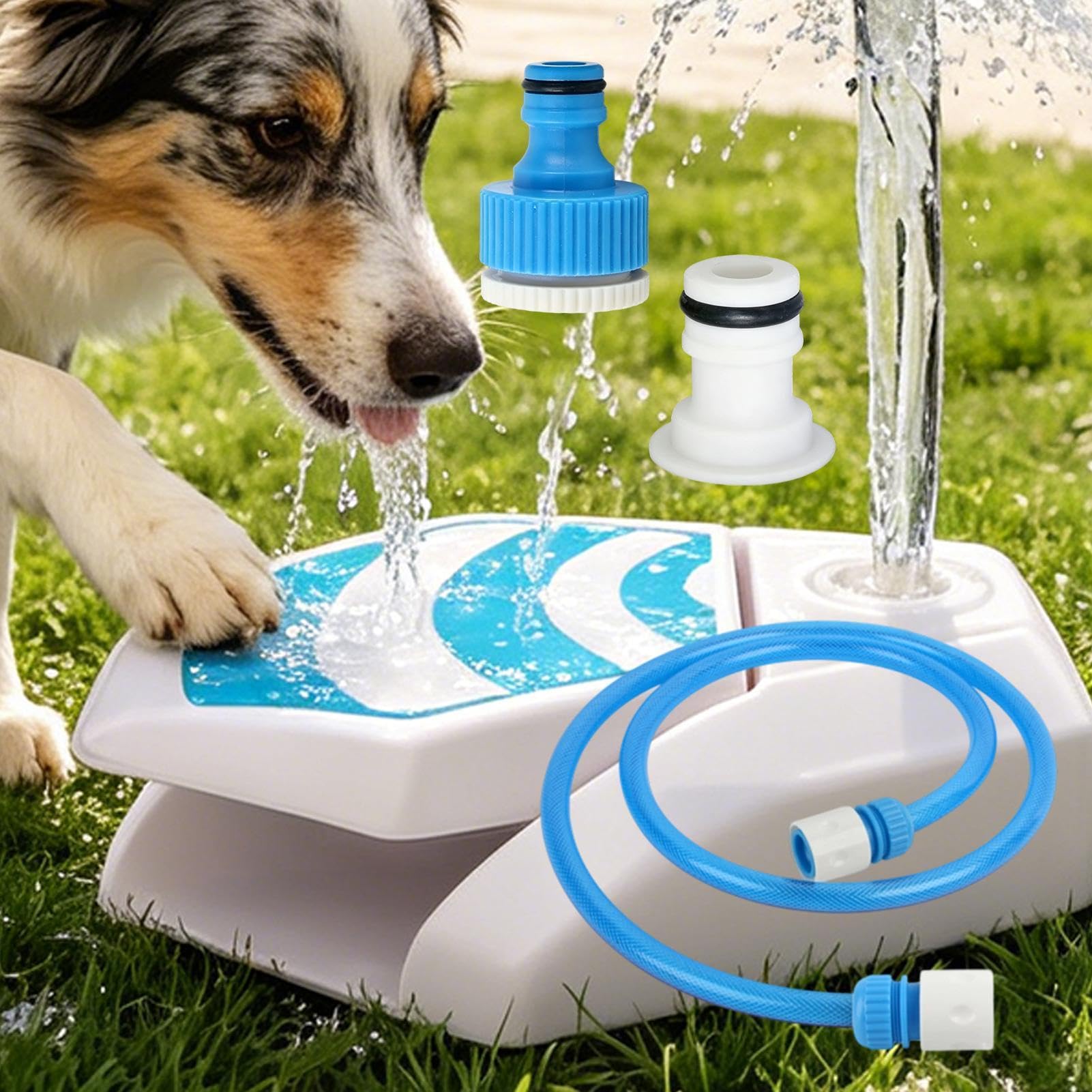 Aspersor de agua interactivo para perros – de agua para perros con manguera de 1,5 m | Para verano, exterior, césped, terraza, patio trasero, jardín, pasarela,