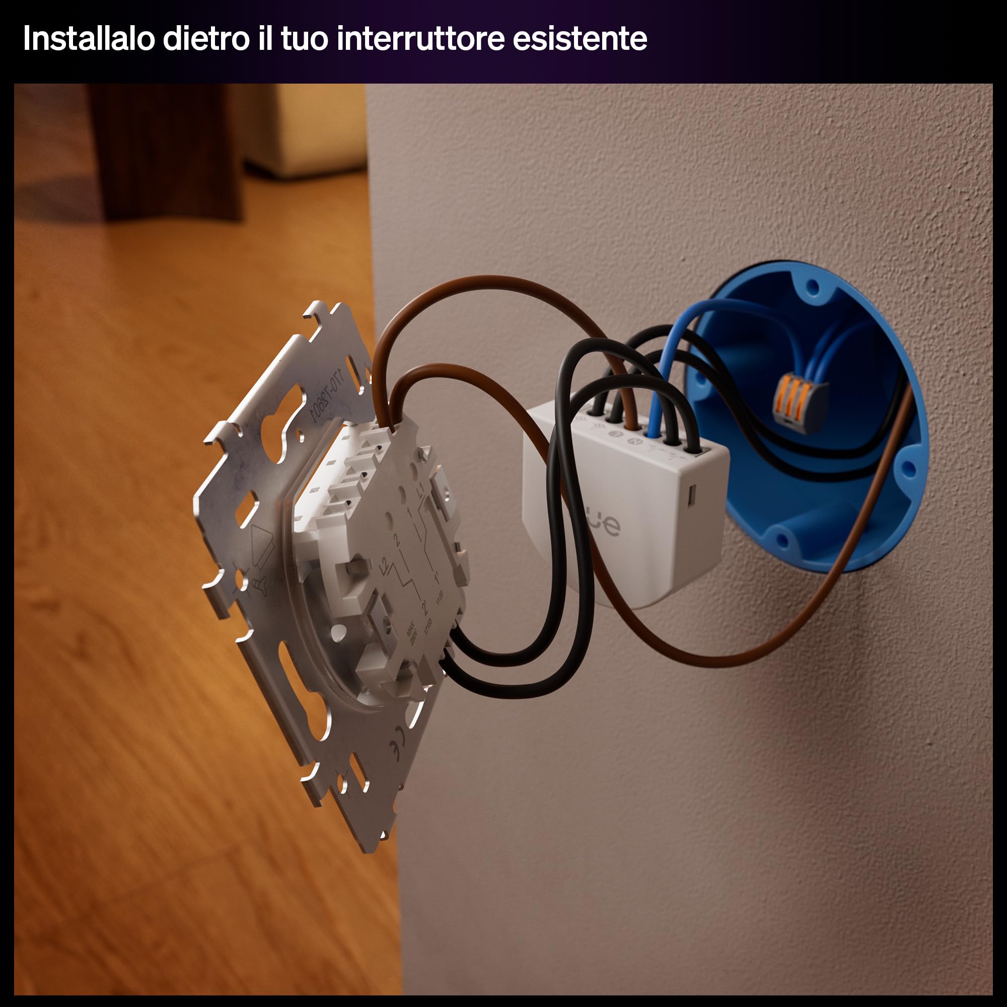 Philips Hue Interruttore On/Off Con cavo, 1 Pezzo, 2 Canale, per luci non smart, Timer e Programmazioni, Connessione Affidabile, App, Comandi vocali, Funziona con Apple Home, Google Home, Alexa