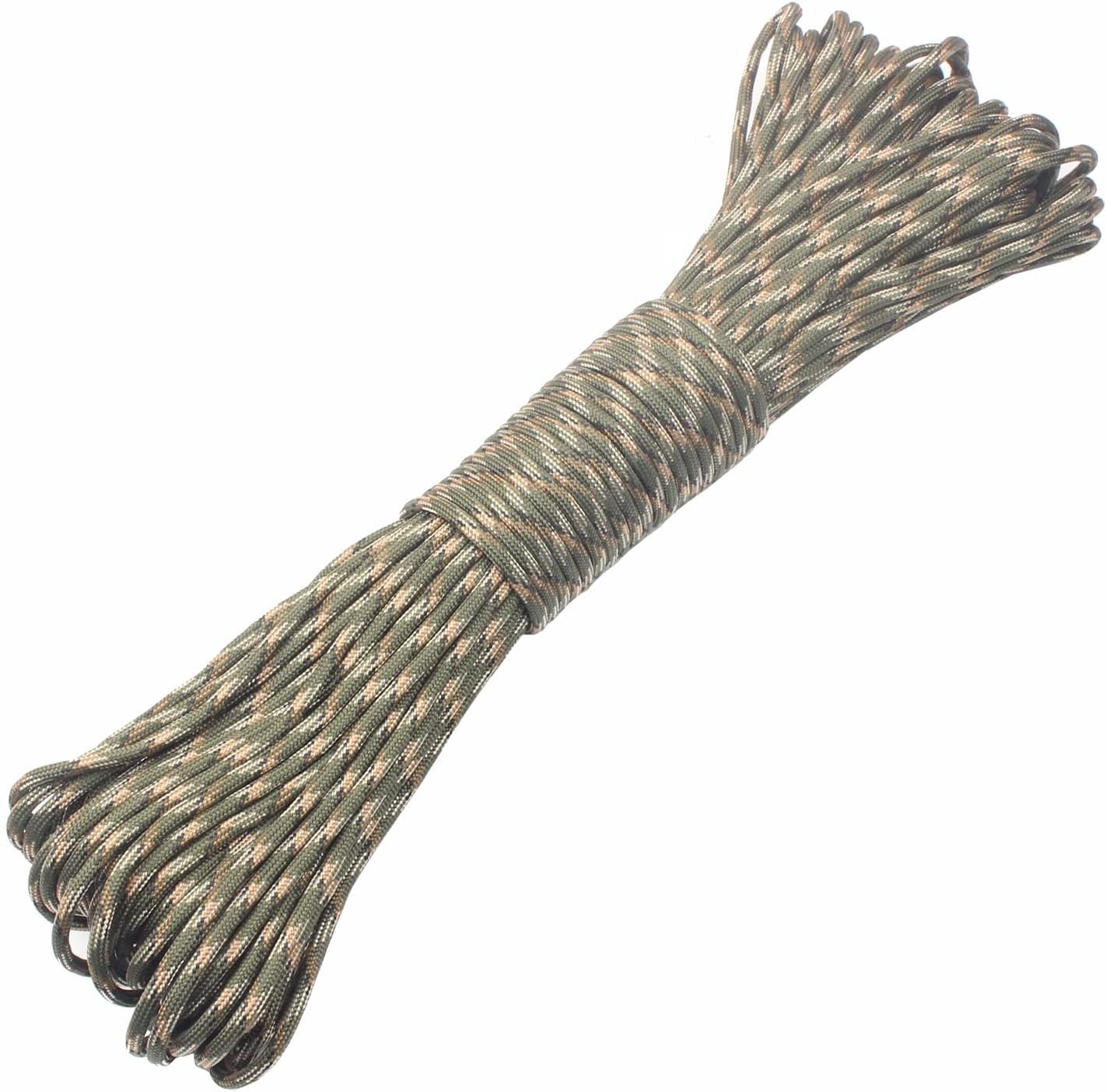 Paracord 9 Core 550 Parachute Cord Camping Rope 100FT (Army Green camo, 100feet)