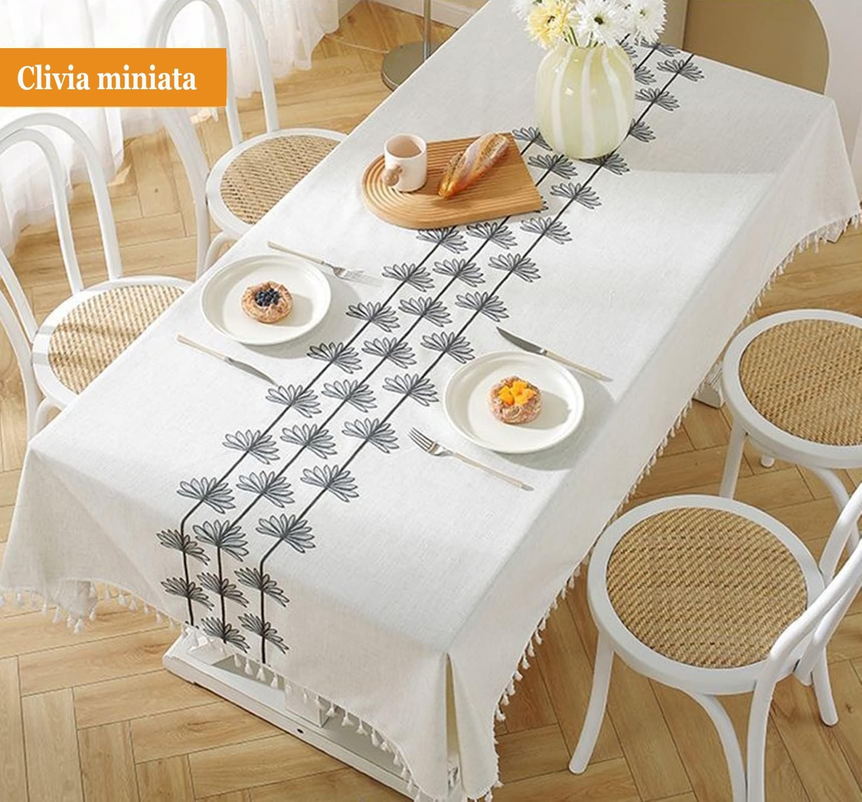 Tovaglia Da Tavola Elegante, Tovaglie 140 x 240 cm Motivo floreale ricamato in Poliestere Tovaglia per Casa e Cucina, Tovaglia Elegante per PicnicGrigio scuro