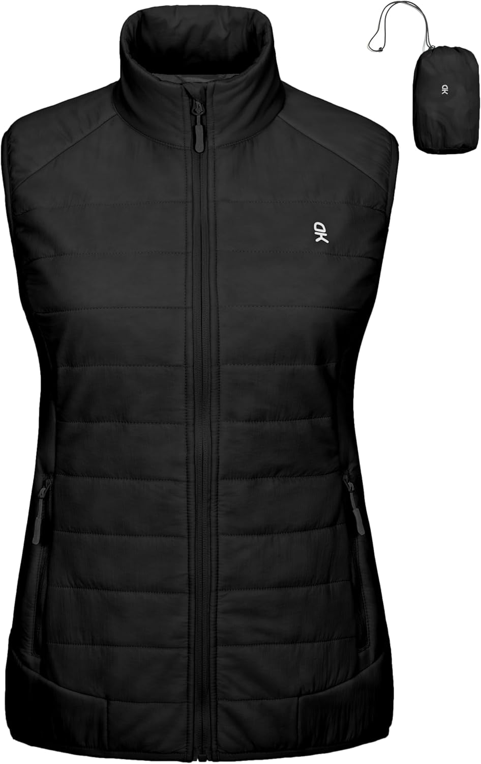 Little Donkey Andy Women's Lightweight Warm Puffer Vest Fleece Lined Packable Stand Collar Quilted Vest for Running Hiking