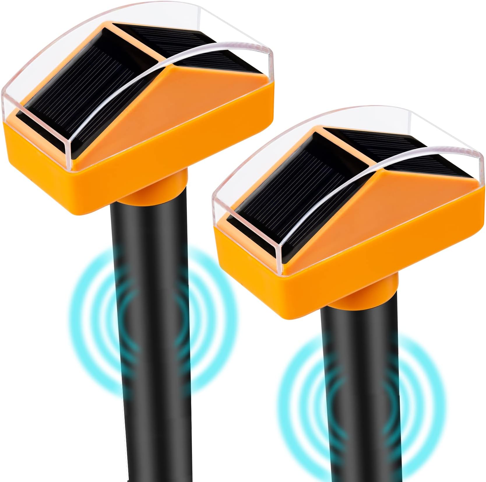 2 Pack Solar Mole Repeller Garden Light Ultrasonic Solar Power Animal Scarer Repellent Waterproof for Garden Outdoor Pet Safe - Groundhog Repeller Snake Rodent Gopher Spikes Chaser