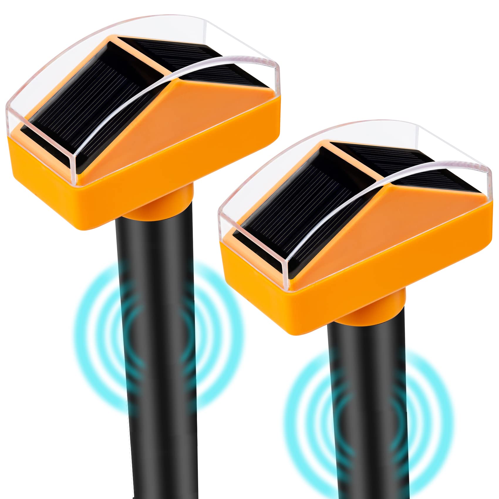 2 Pack Solar Mole Repeller Garden Light Ultrasonic Solar Power Animal Scarer Repellent Waterproof for Garden Outdoor Pet Safe - Groundhog Repeller Snake Rodent Gopher Spikes Chaser