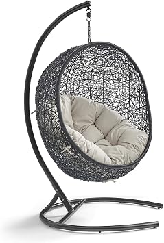 Modway EEI-739-BEI-SET Encase Swing Outdoor Patio Lounge Chair, With Stand, Beige