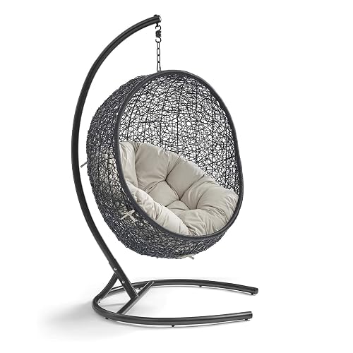 Modway EEI-739-BEI-SET Encase Swing Outdoor Patio Lounge Chair, With Stand,