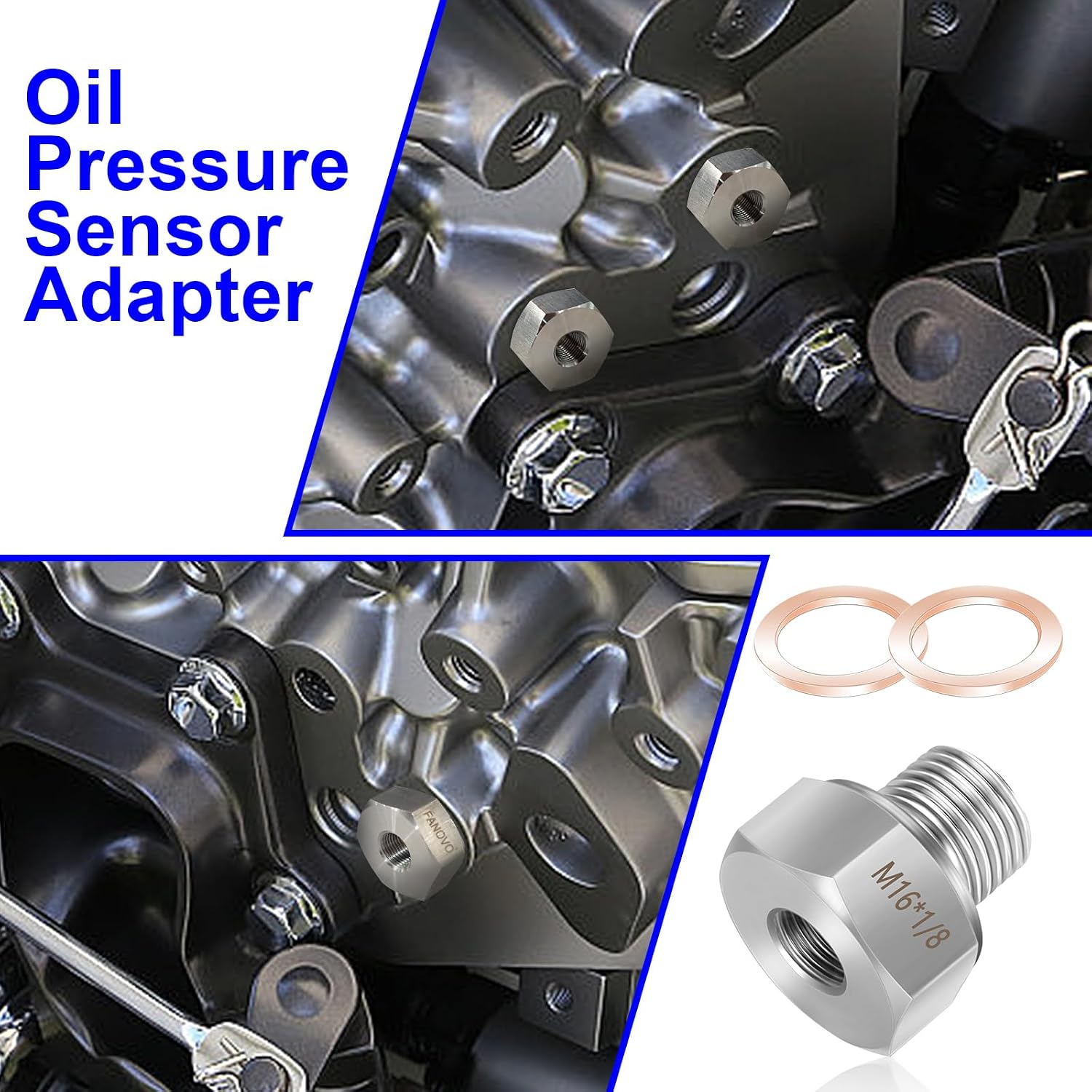 LS Oil Pressure Adapter, M16 1.5 to 1/8 NPT LS Swap Oil Pressure Fitting, 304 Stainless Steel LS Swap Oil Pressure Adapter, for GM LS Series Engines LS1 LSX LS3 5.3L 6.0L 6.2L