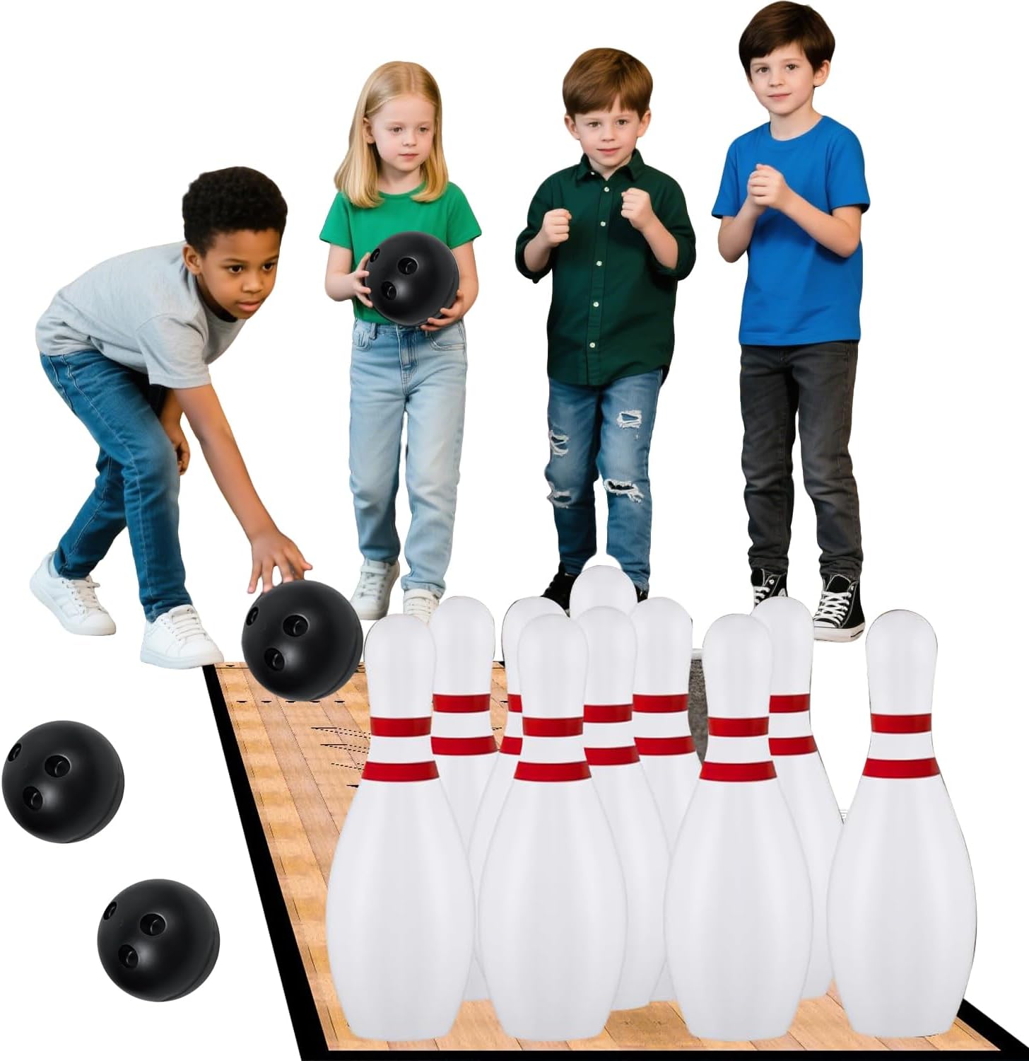 Mini Bowling Set Bowling Alley & Lane Games Indoor Outdoor Home Bowling Set Bowling Pins & Ball Set for Backyard, Lawn, Party Games