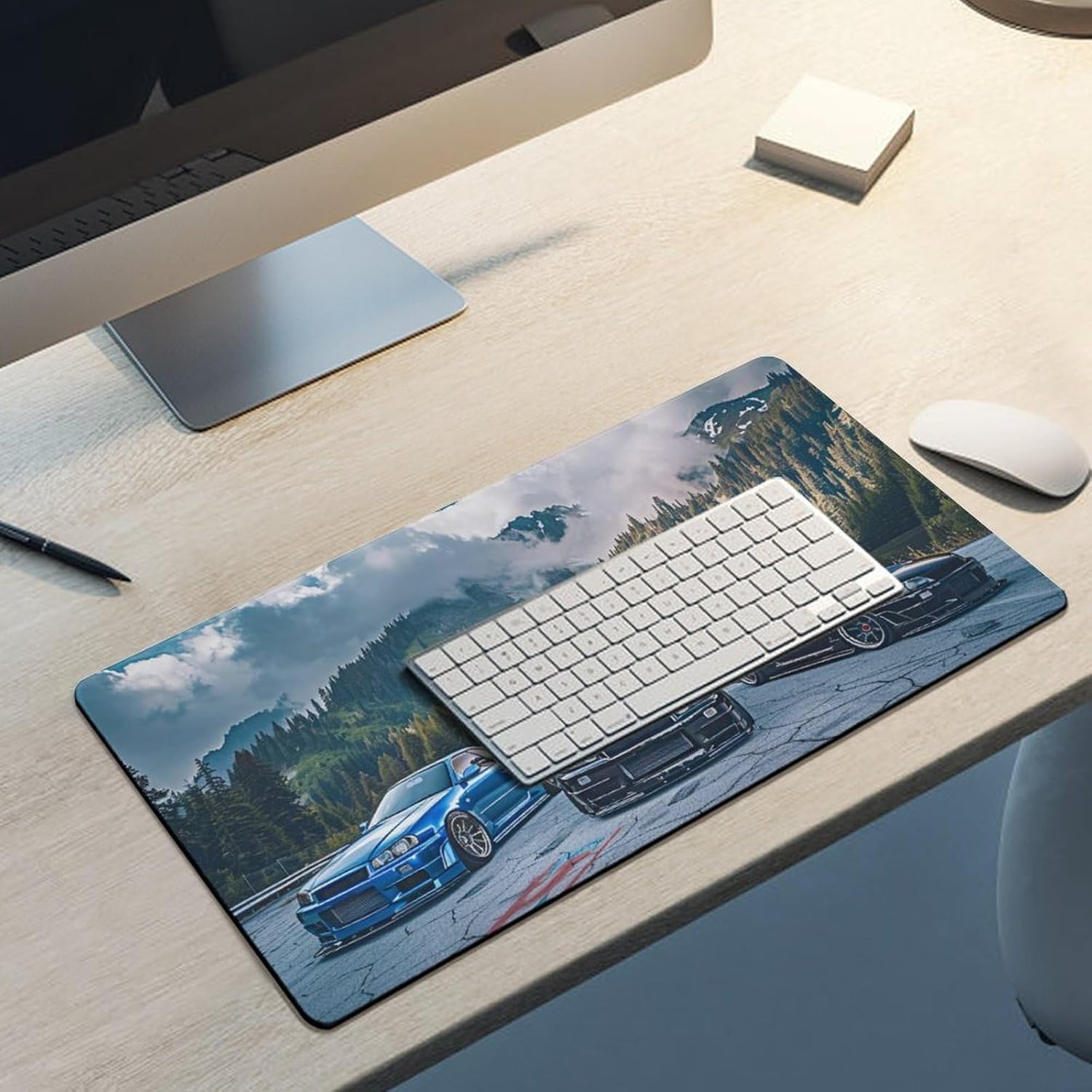 Car Large Mouse Pad Gaming R34 Sport Car Stance Mountain Landscape Desk Mat Big Mousepad Extended Keyboard Computer Pad Office Desk Organizers and Accessories 30x60cm, Style - Image 5