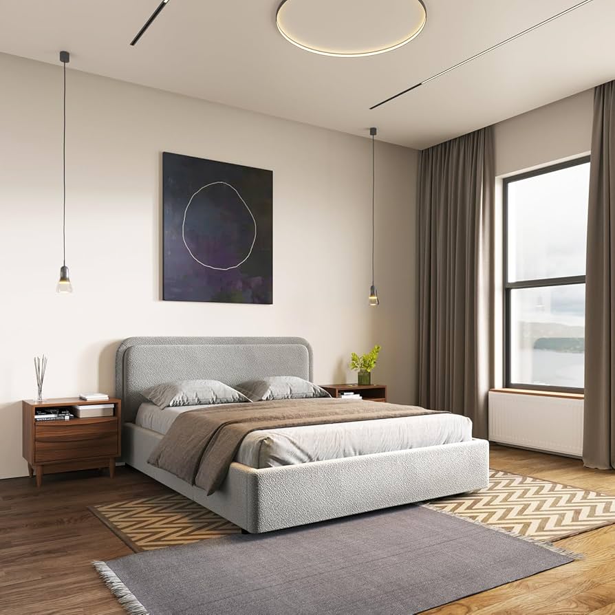 Amazon.com: Omax Decor Chloe Upholstered Platform Bed | Box