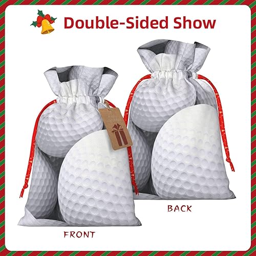 Miniatura 2 de Bolsa de regalo de arpillera de Navidad con cordón 3D con patrón de pelotas de golf, bolsa de envoltura de regalo reutilizable para fiestas de