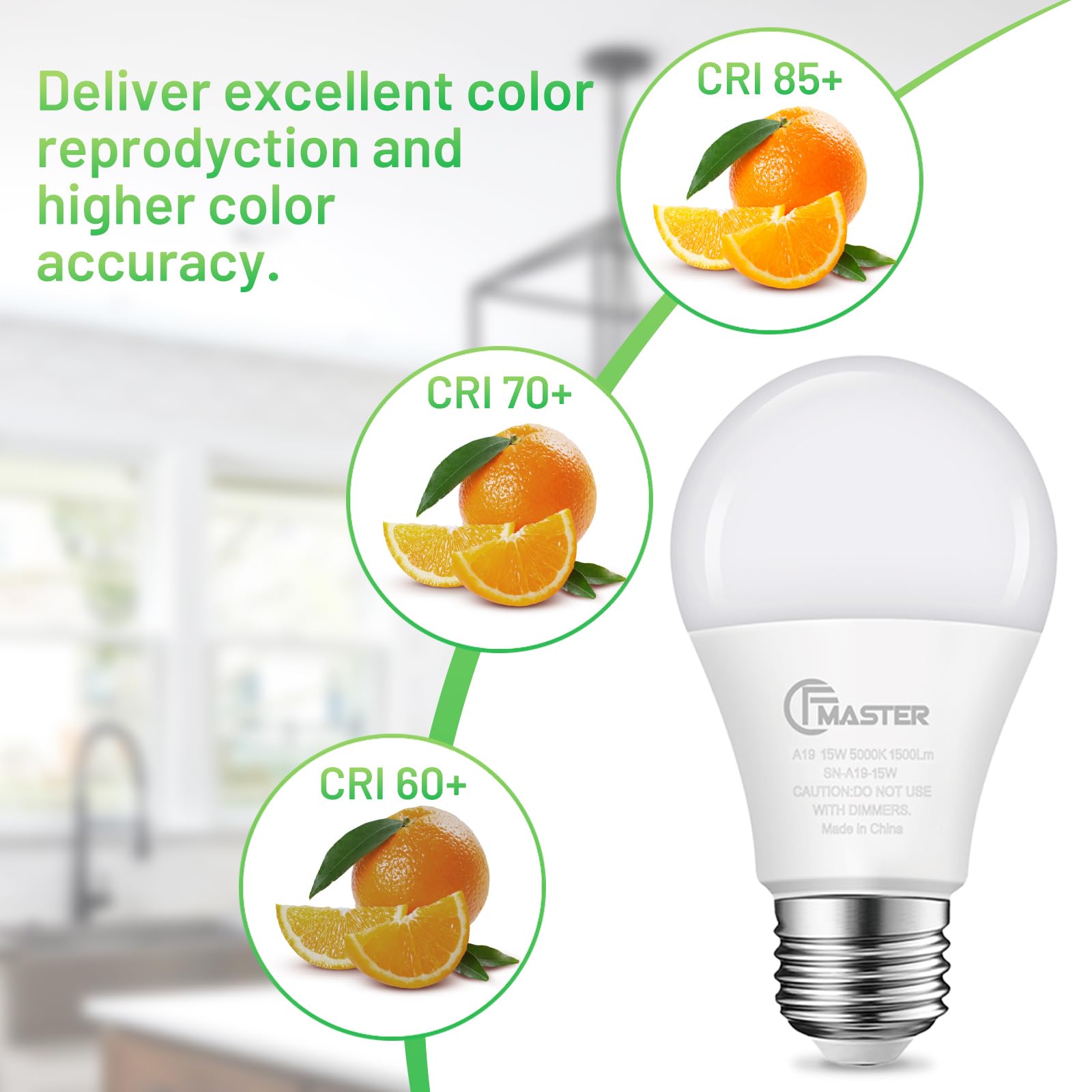 A19 LED Light Bulb LED Bulbs 100 Watt Equivalent 5000K Daylight Light Bulbs 1500 Lumens E26 Standard Base — view 4
