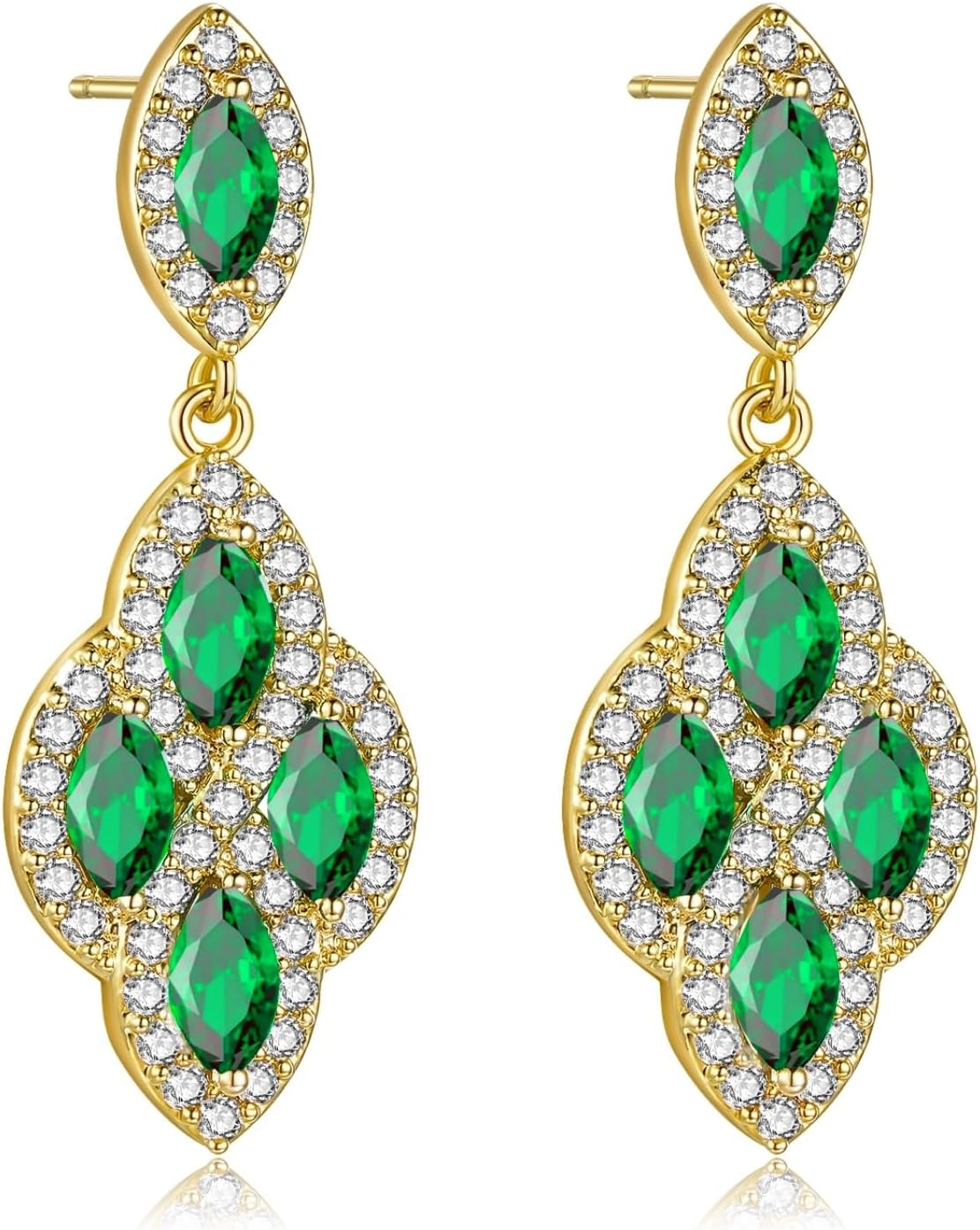 VONSSY Drop Dangle Zircon Earrings Boho Chandelier Rhinestone Crystal Gemstone Platinum Gold Plated Silver Post Jewelry Gift for Woman Girlfriend Mom Wife