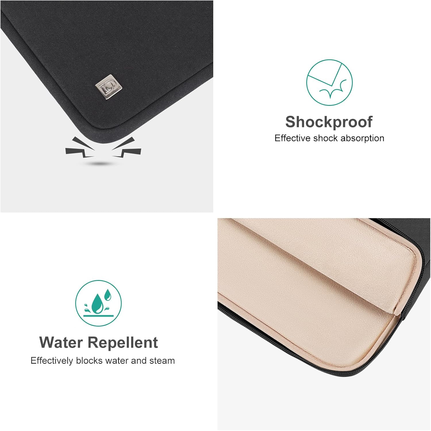 DOMISO Laptop Case Laptop Sleeve Cover for 13 inch MacBook Air M4/A3240, M3/A3113, M2/A2681 M1/A2337 A2179 A1932,13 inch MacBook Pro M2/A2686 M1/A2338,Compatible with 13 inch HP Dell ASUS Lenovo,Black - Image 5