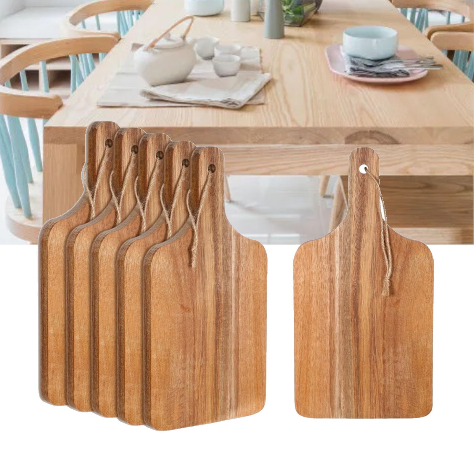 Fdit Schneidebretter, 6 Stück Charcuterie-Servierplatten mit Griff (14. Qatqast. 69 x 0. Khasun irregulär)