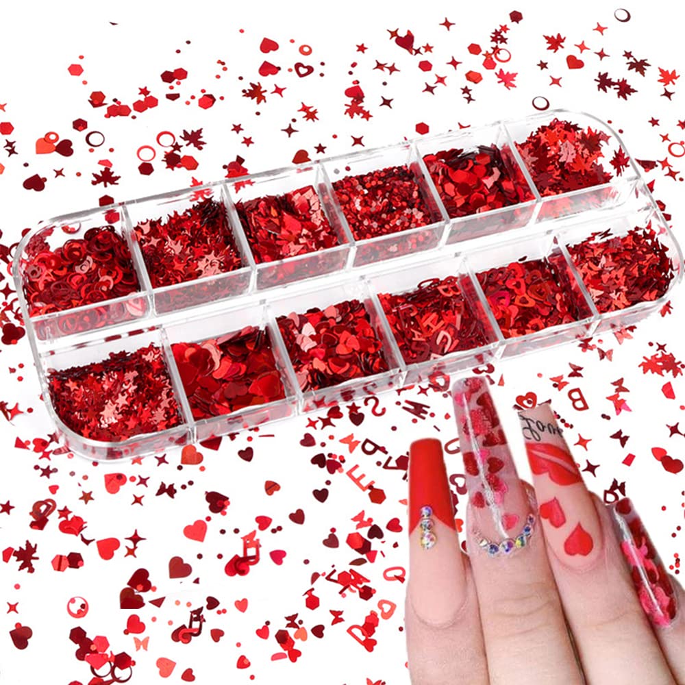 Valentine’s Day Nail Art with Red Glitter