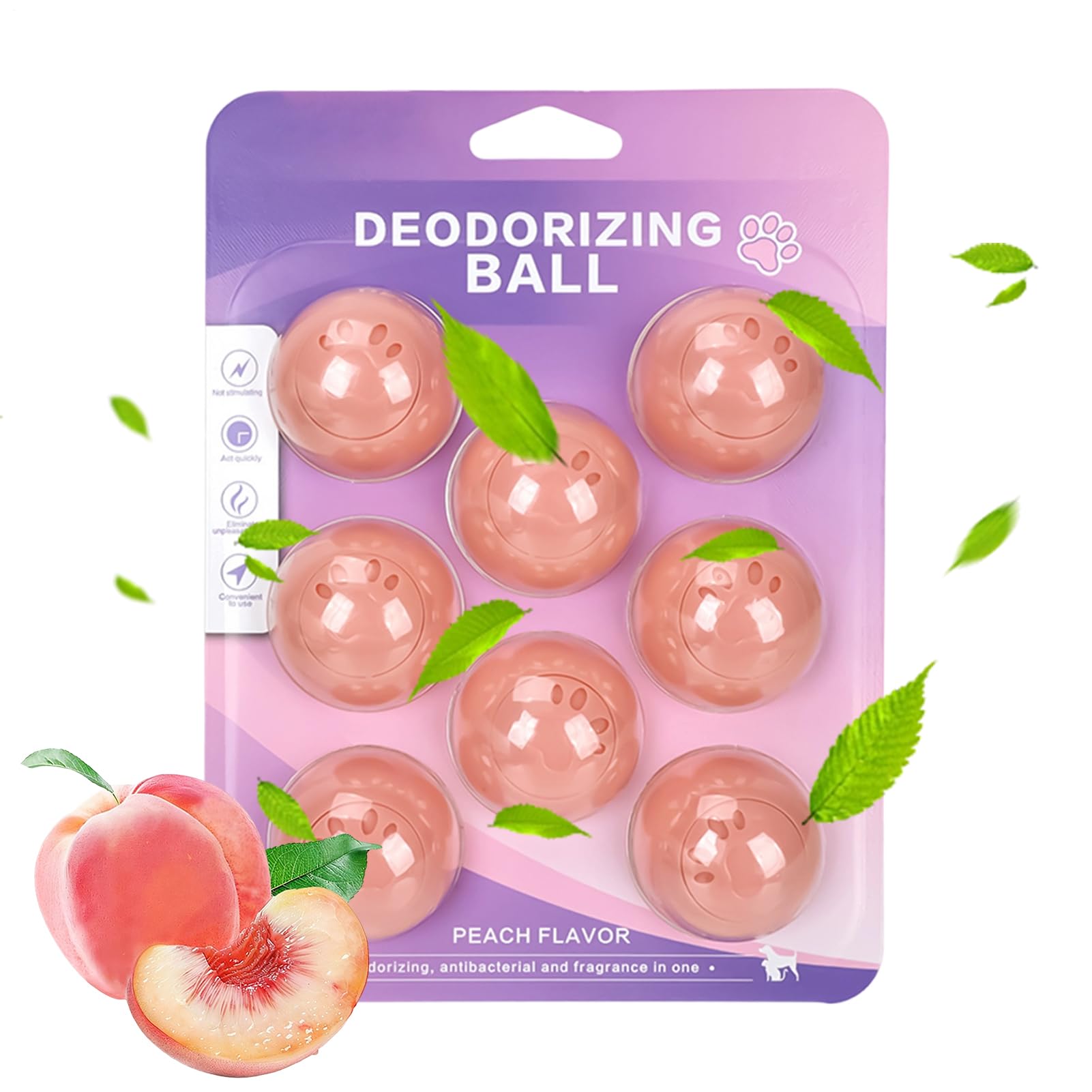 Deodorizing Balls | 8-Piece Long-Lasting Adhesive Freshener | Cat Odor Eliminator Air Freshener Balls,for Nest Mat Cage Litter Box Shoes Closet Wardrobe Carpets Furniture