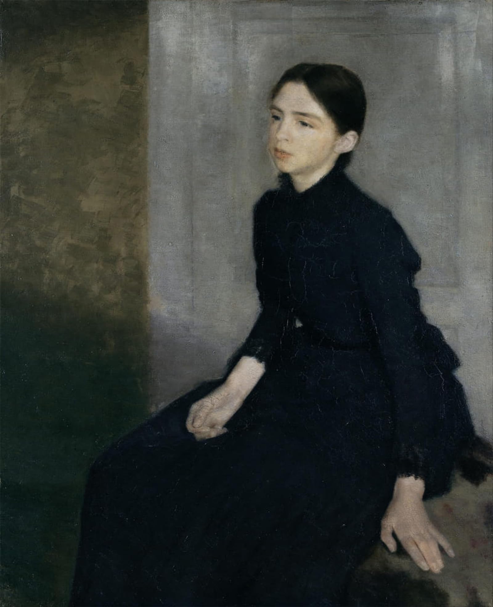 ARTXLXXBN Famous Painting Canvas Artwork Graffiti Print Portrait of a Young Woman the Artist Sister Anna Hammershøi by Vilhelm Hammershoi Portrait Canvas Image for Home Decor 60x90cm