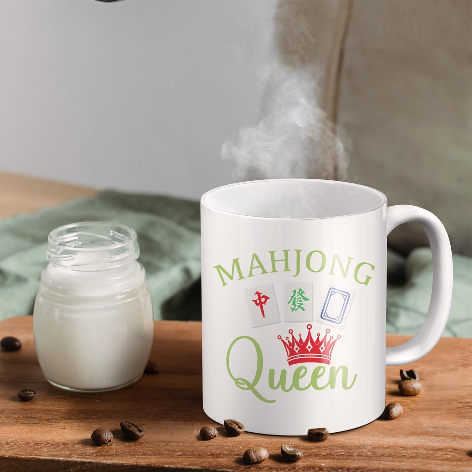 Mahjong Gifts Mug, Mah Jong Gifts for Women Coffee Cup Ceramic, Gift for Mah Jong Players Lovers, Mahjong Accessories Ceramic Coffee Tea Mug 11 oz - Image 3