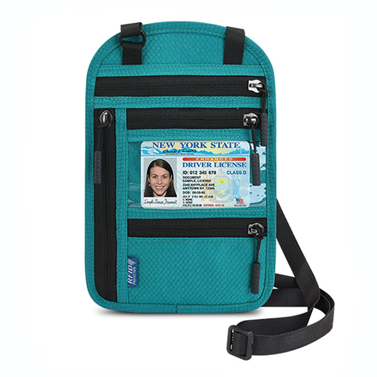 DAITETTravel Neck Wallet with RFID Blocking for Women & Men, Passport Holder, Anti-Theft Slim Neck Pouch(Mint Green)